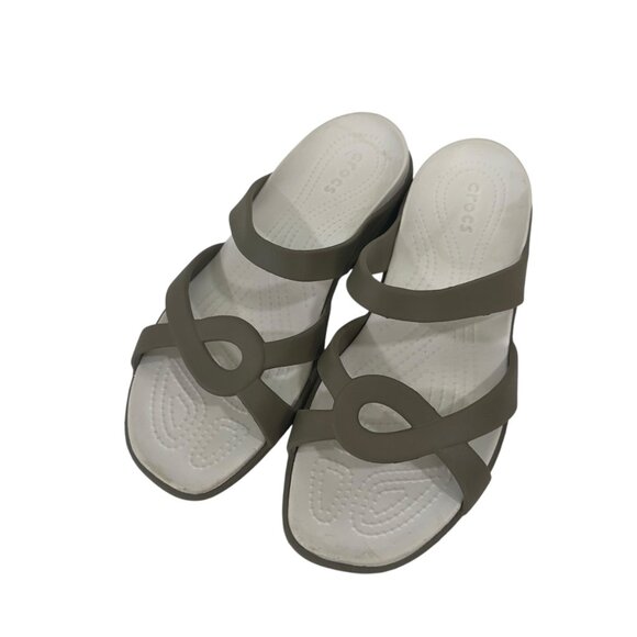 Crocs Womens Slip On Tan Brown Strappy Sandals SZ 11Comfort Outdoor - Picture 7 of 11